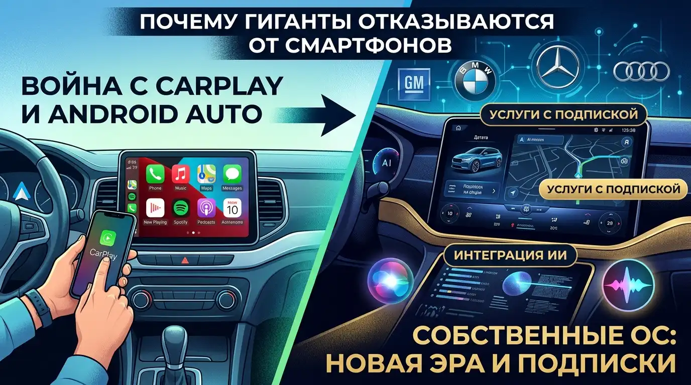 Война за экран: почему автогиганты начали отказываться от Apple CarPlay и Android Auto